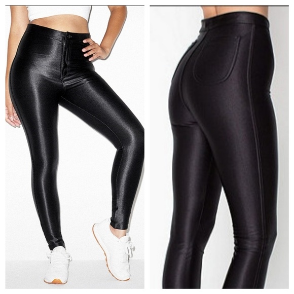 American Apparel High-Rise Black Disco Pants, sz S